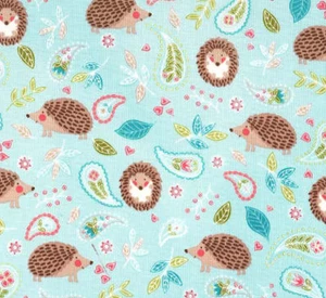 MICHAEL MILLER FABRICS HEDGE FUN HEDGEHOGS ON LIGHT BLUE 100% COTTON FAT QUARTER - Picture 1 of 1