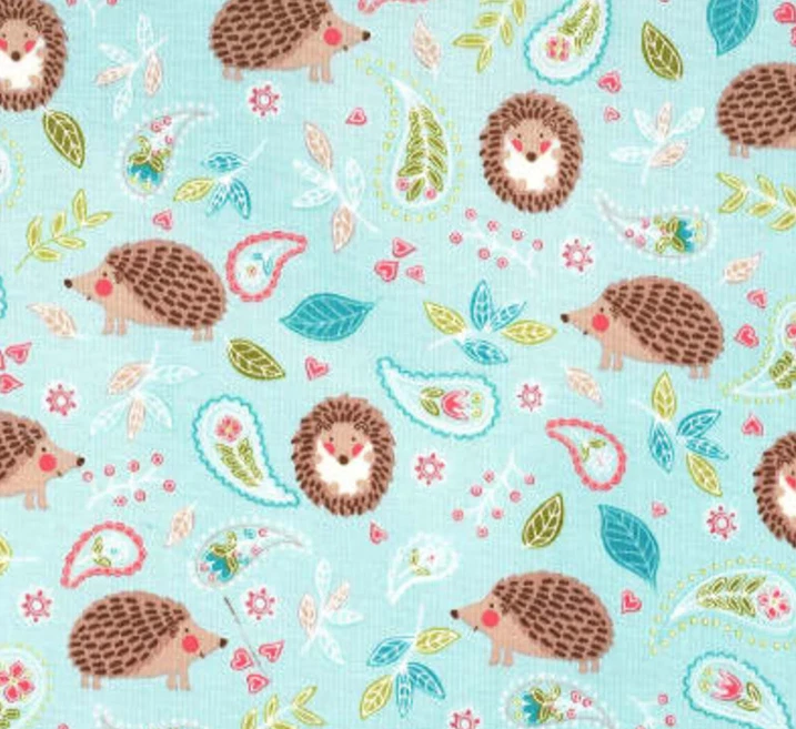 MICHAEL MILLER FABRICS HEDGE FUN HEDGEHOGS ON LIGHT BLUE 100% COTTON FAT QUARTER - Image 1 of 1