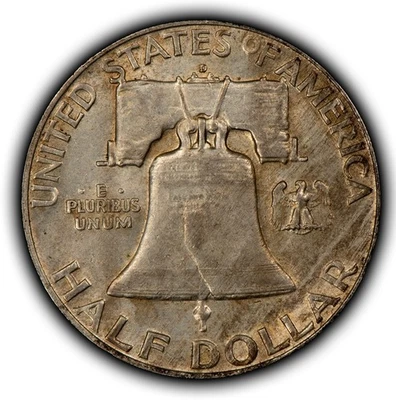 1953-D 50c Silver Franklin Half Dollar - Pattern Toning - SKU-H3688 - Image 1 of 4