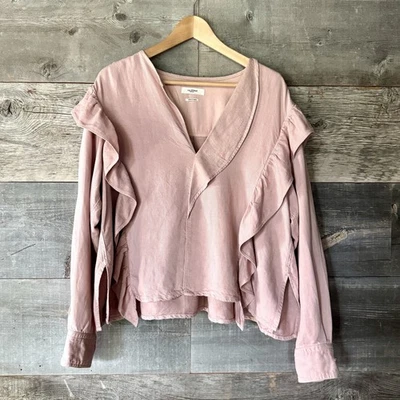 Isabel Marant Etoile Ruffle Blouse FR 44 US 12 Wally Pink Romantic Feminine Boho - Image 1 of 4