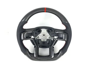 FOR 2015-2022 FORD F-150/RAPTOR REAL CARBON FIBER & LEATHER STEERING WHEEL - Picture 1 of 7