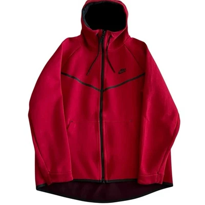 Chaqueta Nike Tech Fleece Windrunner Cremallera Completa Sudadera con Capucha Para Hombres XL Roja Negra Térmica Foto 1 de 4