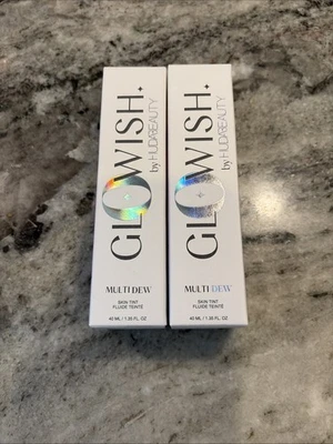 x2  NEW GloWish by Huda Beauty MultiDew Skin Tint 13 Xtra Rich 1.35 oz - Image 1 of 3