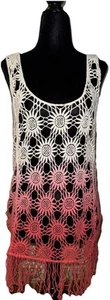 Camiseta sin mangas Deb XL 100 % algodón crochet bloques de colores multicolor cuelga - Imagen 1 de 7