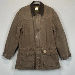 VTG Carhartt Chore Jacket Coat Mens XL Reg Chestnut Brown Blanket Lined C52 CHT - Picture 1 of 14