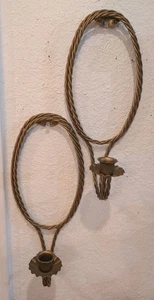 Apliques de vela de cuerda retorcida de metal dorado ovalado interiores del hogar de colección **FALTAN ESPEJOS - Imagen 1 de 9