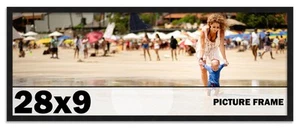 28x9 Frame Black Picture Frame Complete Modern Photo Frame UV Acrylic, Acid Free - Picture 1 of 6