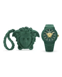 Versace Mens Green 43mm Strap Fashion Watch - Picture 1 of 5