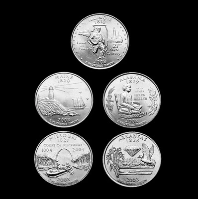 2003 D Statehood Lot ~ Set of Five US Mint Coins ~ Business Strikes from Rolls - Image 1 of 2