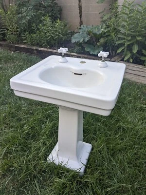 Vintage Antique American Standard Porcelain Pedestal Bathroom Sink  - Image 1 of 4