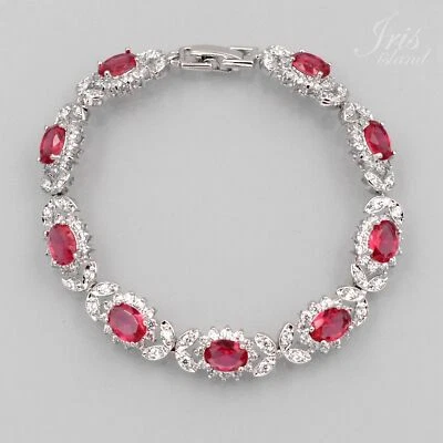 Brazalete tenis mujer chapado en oro blanco rosa rojo circonita cúbica 7,5 pulgadas 8624 Foto 1 de 4