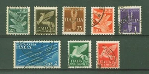 1930 REGNO D'ITALIA POSTA AEREA SERIE PEGASO 8 VALORI USATI SASSONE S.1502 - Foto 1 di 1