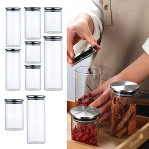 Transparent Storage Glass Jar Airtight Food Clear Container Kitchen Supplies - Picture 1 of 22