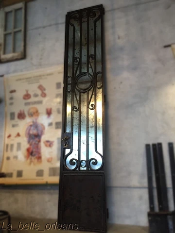 SUPERB ANTIQUE ARCHITECTURAL WROUGHT IRON FRONT DOOR / MIRROR. MUST SEE !!! Cover