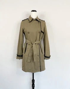 THE KOOPLES cotton leather trim belted military trench coat / sz 36 / AU 8, 10 - Picture 1 of 13