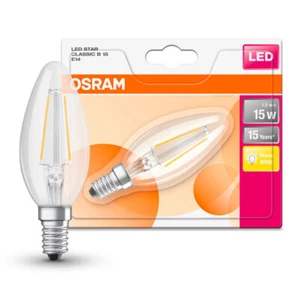 Osram LED Filament Retrofit Classic B35 Kerze 1,2W = 15W E14 klar warmweiß 2700K - Bild 1 von 4