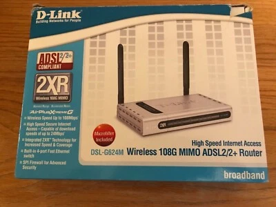 Fast Wirless Router D-Link DSL-G624M Wireless 108MBPS MIMO ADSL UK STOCK - Image 1 of 4