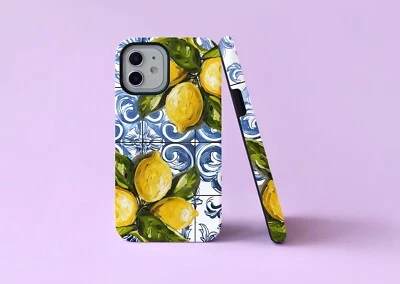 Italian Tile And Lemons Blue Italy Tough Phone Case/Cover For iPhone Samsung - Image 1 of 4