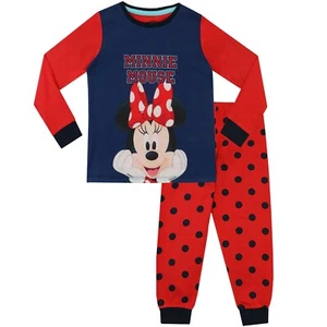 Minnie Mouse Pyjamas Toddler Kids Girls 2 3 4 5 6 7 8 Years PJs Polka Dots Red - Picture 1 of 4