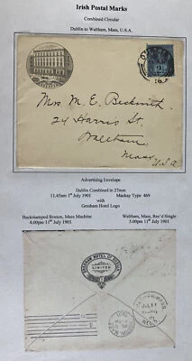 1900 Dublín Irlanda Gresham Hotel Publicidad Cubierta a Waltham MA Estados Unidos Foto 1 de 3