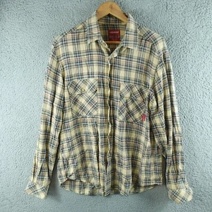 RM Williams Mens Shirt XL Brown Beige Button Longhorn Collared Top Pockets Dress - Picture 1 of 9