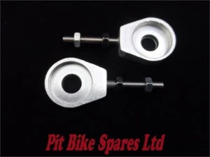 PIT BIKE CHAIN TENSIONERS SILVER CNC ALLOY CHAIN ADJUSTERS 12mm 110CC 125CC - Picture 1 of 1