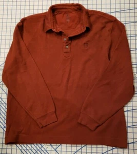 CAMISA IZOD ROJA MARRÓN ACANALADA MANGA LARGA ~ TALLA XL ~ SUÉTER ~ CUELLO CON BOTONES - Imagen 1 de 5