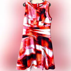 Calvin Klein ärmelloses Elasthankleid Größe 14 Aquarell Kunst - Bild 1 von 6