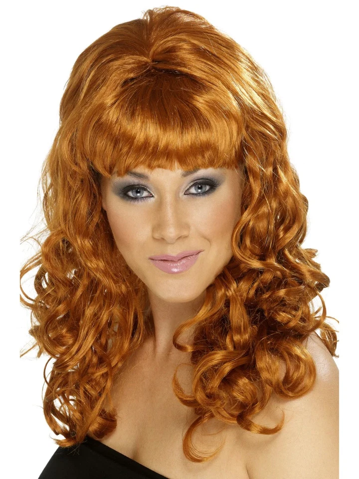 Auburn Beehive Beauty Wig Curly Long Ladies Fancy Dress Accessory - Image 1 of 1