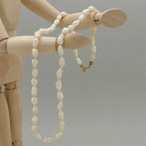 Halskette Perlenkette Flussperlen ca. 45,5 cm mit 333/8K Gelbgold Verschluss - Bild 1 von 5