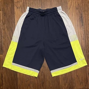 Nike Dri-Fit Basketball Shorts Herren Medium Navy Grau Volt Taschen Kordelzug - Bild 1 von 9