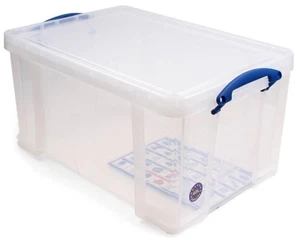 Really Useful Box 48 Liter Aufbewahrungsbox Kunststoff Transp. Stapelbar Deckel - Bild 1 von 3