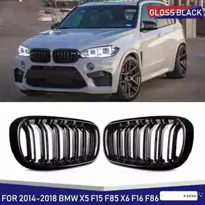 For BMW Front Bumper Kidney Racing Grille Glossy Black Car Double Slat Grill - Picture 1 of 12