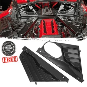 Cubierta de panel de bahía de motor de fibra de carbono real + arranque del motor para Corvette C8 2020-2024 - Imagen 1 de 11