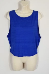 Camiseta sin mangas Z by Zella para mujer L azul Venecia recortada muscular a rayas sobrepelliz recorte trasero - Imagen 1 de 7