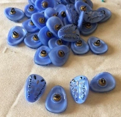 Vintage Czech Republic Glass Butterfly Shank Buttons - Four Colors - Image 1 of 4