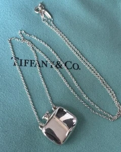 Tiffany & Co Silver Elsa Peretti Square Bottle Pendant Necklace 18.5” - Picture 1 of 11
