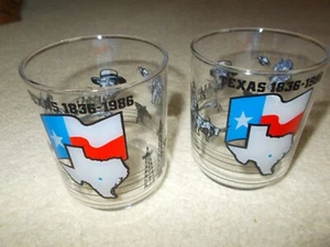 ZWEI TEXAS SOUVENIR LOW BALL GLÄSER 1836-1986 - Bild 1 von 4