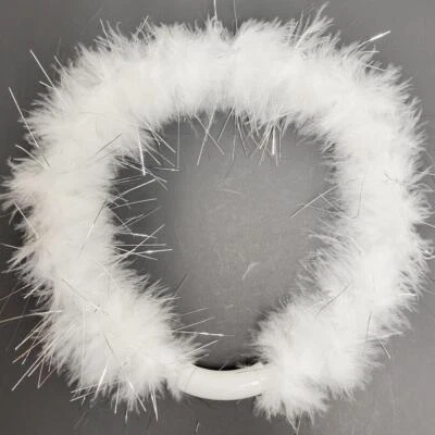 Diadema de Corona con Luces LED de Halo de Ángel Emplumado Adornos de Oropel Blanco Plata Foto 1 de 4