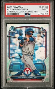 2023 Bowman  Chrome Prospects Lunar Glow Refractor BCP-131 Alejandro Osuna Psa 9