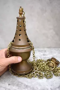 Older Triple Chain Church Censer, Thurible, 9 1/4" HT. (CU533) chalice co. - Picture 1 of 8