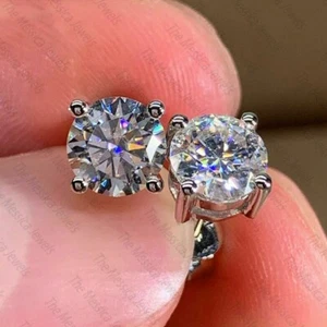 Pendientes para mujer de moissanita de corte redondo de 3,50 TCW en plata de ley 925 - Imagen 1 de 7