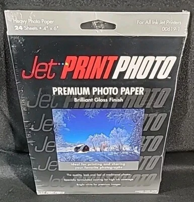 NIP Jet Print Premium Photo Paper 24 Sheets 4x6 Brilliant Gloss 00619-1 - Image 1 of 2
