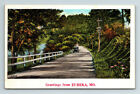 c1928 WB Postcard Eureka MO Greetings from Eureka Old Car River Pond