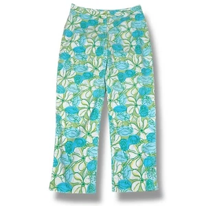 Vintage Lilly Pulitzer Capri Pants Women’s 4 Green Blue Cotton Floral Crabs - Picture 1 of 7