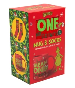 Nuevo Dr Seuss Cómo EL GRINCH Robó Navidad Cerámica Taza y Calcetines Conjunto de Regalo para Hombre - Imagen 1 de 3