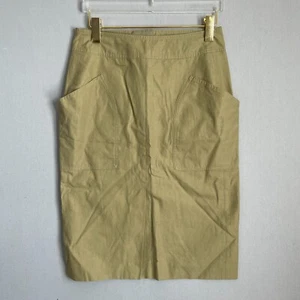 Isabel Marant Skirt Women 40 US 8 Khaki Pencil Knee Length Cotton Linen Career - Picture 1 of 9