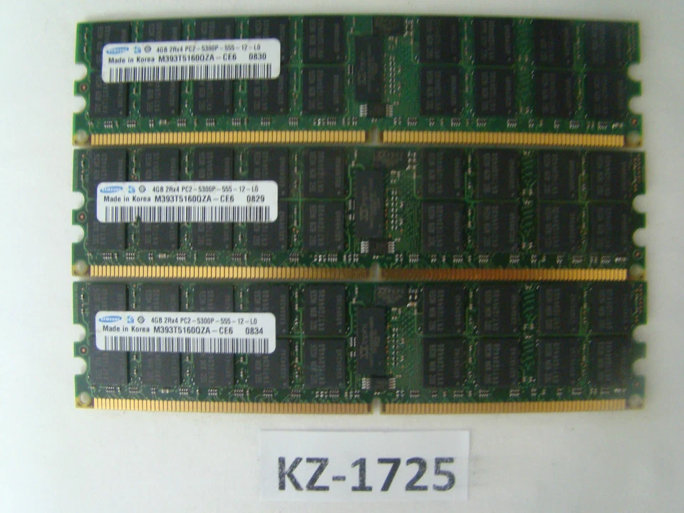 Samsung 12GB 3x4GB 2Rx4 PC2-5300P M393t5160QZA-CE6 #KZ-1725 - Image 1 of 2
