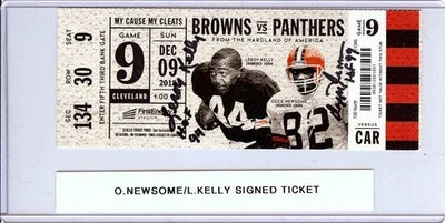 Ozzie Newsome LeRoy Kelly Dual Signed Autographed Ticket Browns JSA AX25419 - Image 1 of 3