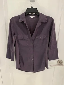 Standard James Perse Brusttasche Button Down Hemd Oberteil grau Seiteneinsatz 4 (XL) - Bild 1 von 7